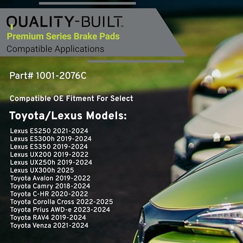 QUALITY-BUILT Front Ceramic Brake Pads, Premium 1001-2076C, Compatible with 2018-2025 Lexus/Toyota (Avalon,Camry,C-HR,Corolla Cross,ES250,ES300h,ES350,Prius AWD-e,RAV4,UX200,UX250h,UX300h,Venza) by Quality-Built - Used condition - Image 3