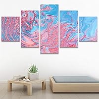 SIGNWIN 5 Panel Canvas Wall Art Modern Art Abstract Brushstroke Contemporary Edgy Mixed Media Multicolor for Home Decorations Ready to Hang - 60