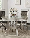 Raimonda Silver Wood Round Dining Table with Glass Insert by Poundex
