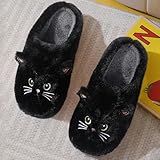 Puimentiua Winter Katze Hausschuhe,Damen Plüsch Hausschuhe,Kuschel Lustig Tiere Schuhe,Cat Slippers (44-45 EU)