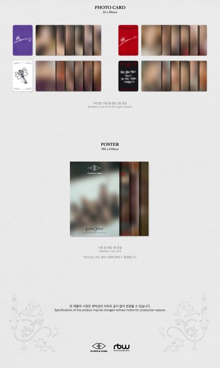 PURPLE KISS Cabin Fever 5th Mini Album CD+POB+Photobook+Postcard+Lyrics poster on pack+Door card+Big photocard+Deco sticker+Photocard+Tracking (Random)