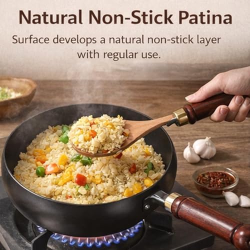 Wok japonés de hierro fundido con tapa y espátula miniatura 3
