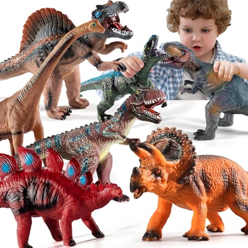 NIPLOOOW Big Dinosaur Toys for Kids 3-5, 7 Piece Realistic Soft Dinosaur Figures, Jumbo Dinosaur Toys for Kids 5-7, Dinosaur Party Favors, Birthday Gifts for Boys & Girls