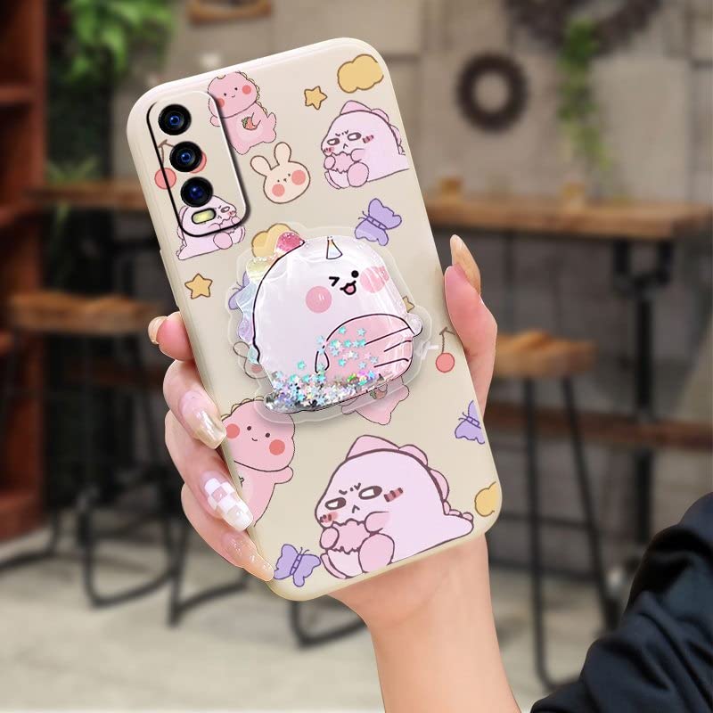 Lulumi-Phone Case For VIVO Y20/Y20i/Y20s/Y30 Standard Edition, Durable quicksand cute Back Cover Kickstand TPU colorful phone case Cartoon protective mobile case Rotatable stand