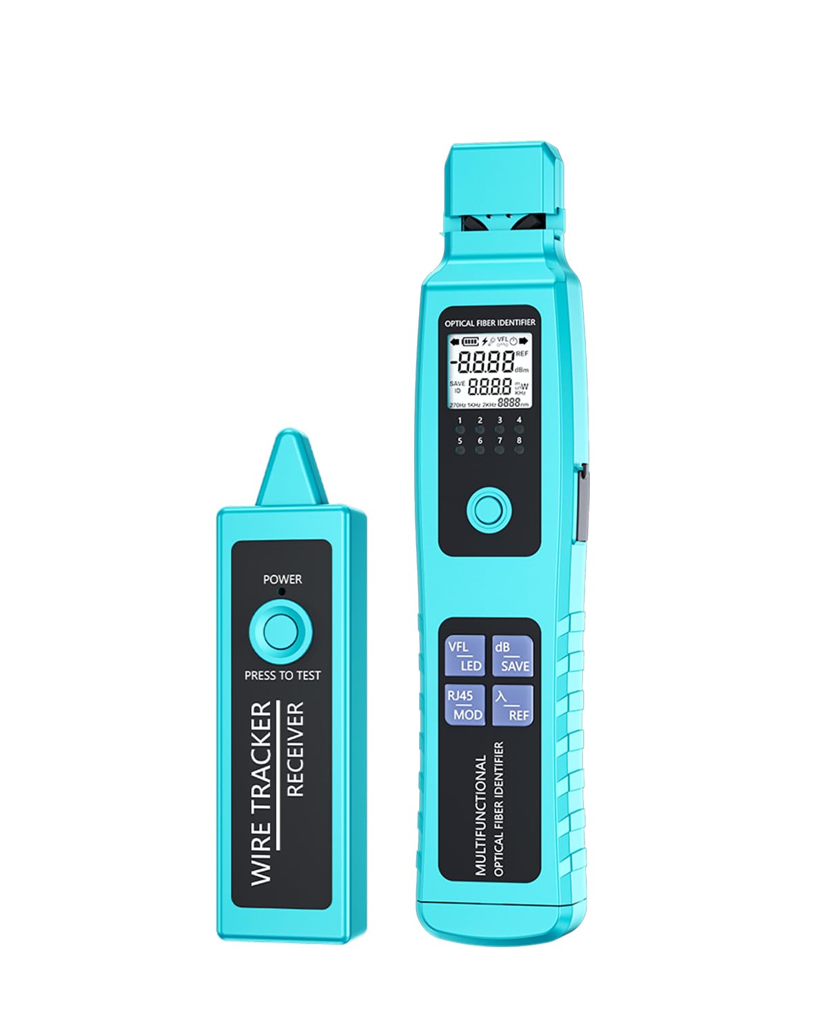 Fiber Optic Identifier,Optical Power Meter,Led Lighting All-in-One Rechargeable Fiber Optic Detector for SMF/MMF Installation and Maintenance（USB,RJ45 Line Tracer）
