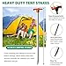 Eurmax USA Galvanized Non-Rust Camping Family Tent Pop Up Tent Stakes Canopy Anchors Heavy Duty 10pc-Pack, with 4x10ft Ropes & 1 Orange Stopper
