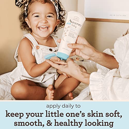 Aveeno Baby Daily Moisture Lotion For Delicate Skin With Natural Colloidal Oatmeal & Dimethicone, Hypoallergenic Moisturizing Baby Lotion, Fragrance-, Phthalate- & Paraben-Free, 8 Fl. Oz #TOP6