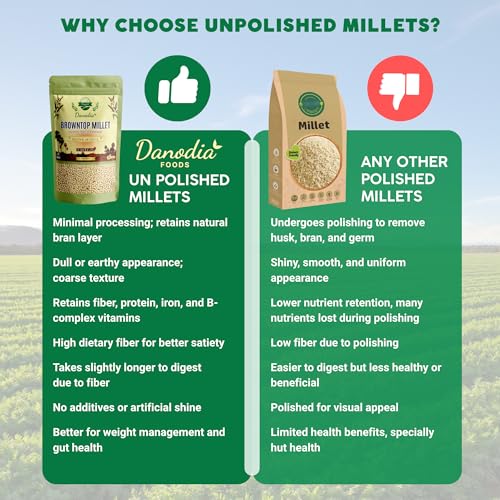 Danodia Browntop Millet Unpolished Whole Grain 950g | Chotti Kangni/Andu Korralu/Korale | Natural & Gluten-Free, High Fiber & Protein, Heart-Healthy, Ideal for Porridge, Rotis & Baking