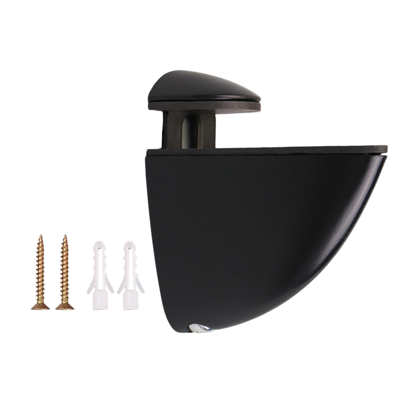 POXZSFX Premium Wall Mounted Glass Clamp Bathroom Entrance Efficient Adjustable Wood Glass Shelf Bracket Installation Adjustable Wood Shelf Bracket Wall Mount, Black, M