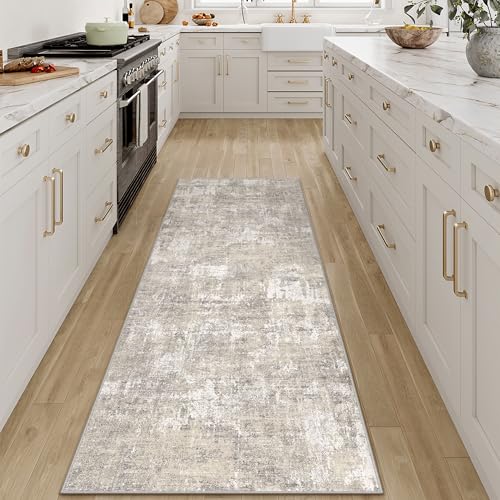 PureCozy Black Runner Rug 2x6 Hallway Machine Washable Kitchen Vintage Distressed Non Slip Long Carpet Indoor Retro Floral Bedroom Accent Throw Rug for Bathroom Office Laundry Dining Room 2'