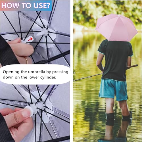 Pacote com 4 chapéus de guarda-chuva para adultos, chapéu de guarda-chuva de cabeça de 66 cm de diâm