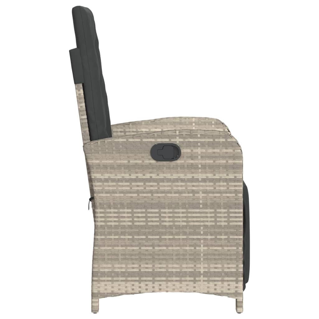 Festnight 2X Sillón Reclinable de Ratán para Exteriores con Cojines, Sillón Reclinable Jardín, Sofá de Ratán Ajustable, Sillón Exterior Terraza Balcón Butaca Patio,Gris Claro(con reposapiés)
