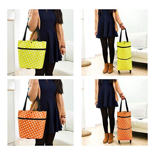 WishLotus Einkaufstasche mit Rädern, Multifunktionaler Einkaufstrolley Oxford Tuch Faltbare Tasche mit Faltbaren Rädern… – Bild 8