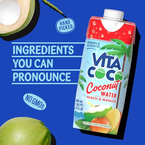 Vita Coco Coconut Water, Peach & Mango - Naturally Hydrating Electrolyte Drink - Smart Alternative to Coffee, Soda, and Sports Drinks - Gluten Free - 16.9 Fl Oz (Pack of 12) - Image 4