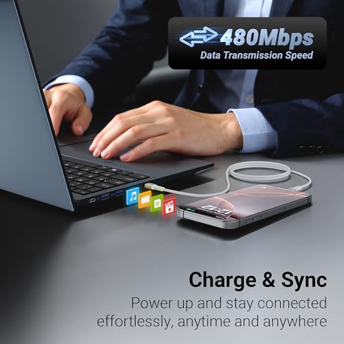 Image of Zebronics Type C - Type C Magnetic Braided Cable, 60 Watts, Upto 480Mbps Data Sync, Fast Charging, 1 M, Compatible with iPhone 15 & 16 Series, iPad, MacBook, Samsung, Android (Wattz 60MCC1, White)
