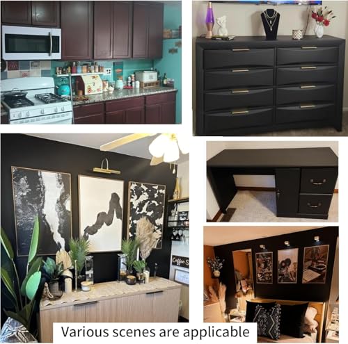 Image of Black Wallpaper Peel and Stick Contact Paper Matte Solid Textured Self Adhesive Removable Thick Vinyl Matte Wallpapaer Self Adheisve (61x244cm)