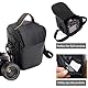HIUOUIH Kameratasche Spiegelreflex Fototasche SLR Systemkamera Klein Tasche Tragbare Reisen Umhängetasche für Alle DSLR Kameras, Schwarz