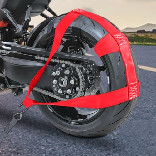 Aoreun Sangle Moto Remorque, Sangle D'arrimage Universelle pour Roue ArrièRe de Moto, Sangle de Fixation de Véhicule pour Roue Arrière Pneu - Rouge – vue 7