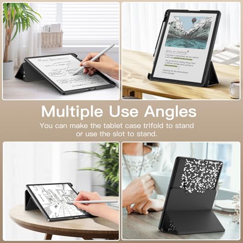Image of MoKo Stand Case for 11 inch Kindle Scribe (3rd Generation -2025) & Kindle Scribe Colorsoft (1st Generation 2025) - Premium Leather Trifold Stand Cover with Pen Holder, Auto Sleep /Wake, Notebook Black