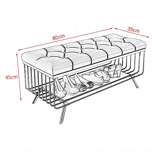 Banc à chaussures en cuir avec siège rembourré pour entrée et bout de lit