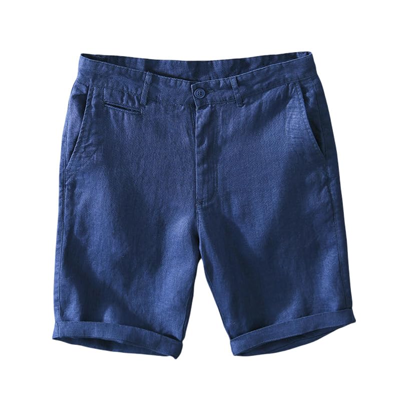 Short de plage mi-long en lin pour homme décontracté