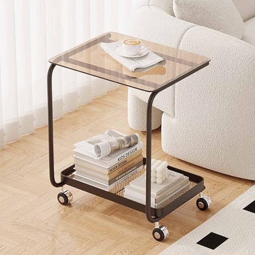 Table d'appoint de canapé en verre trempé résistante à la chaleur pour salon