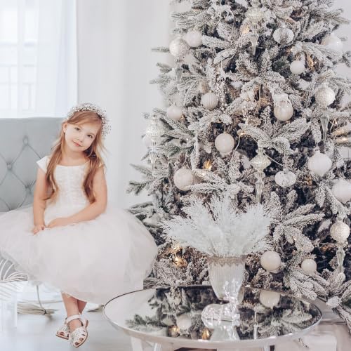KI Store weihnachtskugeln Weiss transparenti Glas 4 Stücke Ornamente für Weihnachtsbaum Christbaumkugeln Glas Weihnachtsdekoration Kugeln – Ansicht 2
