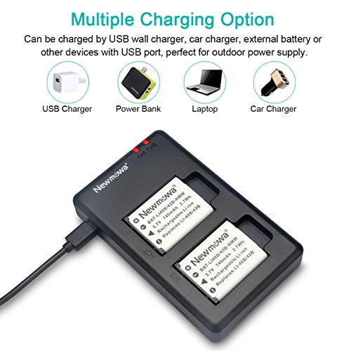 Newmowa Li-42B Replacement Battery (2 Pack) And Dual Usb Charger Kit For Olympus Li-42B/Li-40B,Fujifilm Np-45S And Olympus Stylus 1040 1060 1070 7000 7010 7020 7030 7040 Tough 3000 Tg-310 Tg-320 Vr310 #TOP2