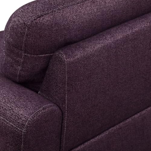 Image of L-Shaped 3-Piece Linen Sofa with Ottoman, Sectional Couch Set for Living Room, Office, Apartment, with Cup Holder, Purple