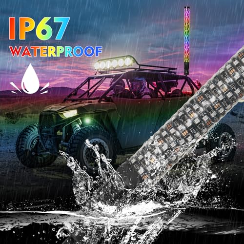 UTVJATV 1PC 2FT Fat Whip Light, Spiral RGB LED Whip Light with APP & Remote Control, Lighted Antenna Whip for UTV ATV Offroad Truck Can-Am RZR by UTVJATV - Image 3
