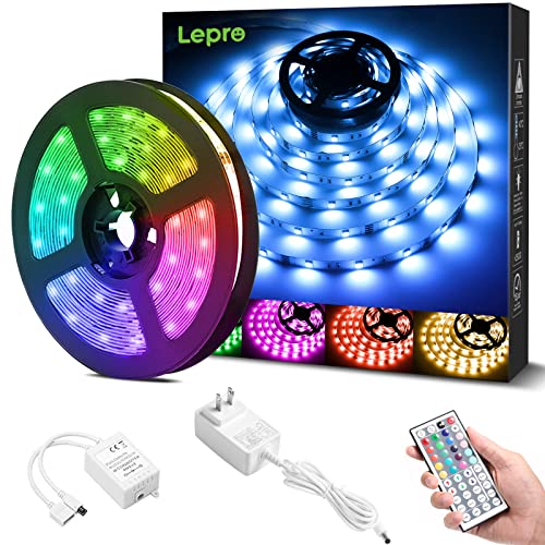 Lepro LEDテープライト 5m RGB テープ ライト 明るい 高輝度 150連 高密度 SMD5050 リモコン付き ledテープ 12v 切断可能 3M両面テープ付き 室内 間接照明 店舗 キャビネット 装飾用