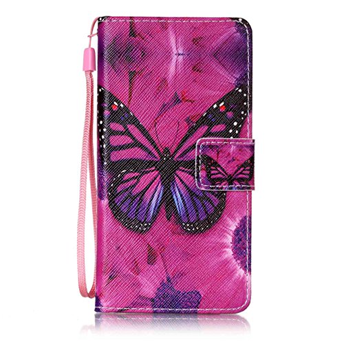 Huawei P9 Case, Ngift [Butterfly] [Kickstand Feature] Premium PU [Kickstand Feature] Wallet Leather Folio Built-in Card Slots Flip Case Cover for Huawei P9 [Not for P9 Lite]