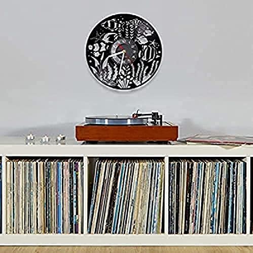 Monde sous - Marin Aquarium Vie benthique Marine Vinyle Record Clock Coral Reef & Fish Marine Home Decor Tropical Exclusif Horloge Murale – vue 3