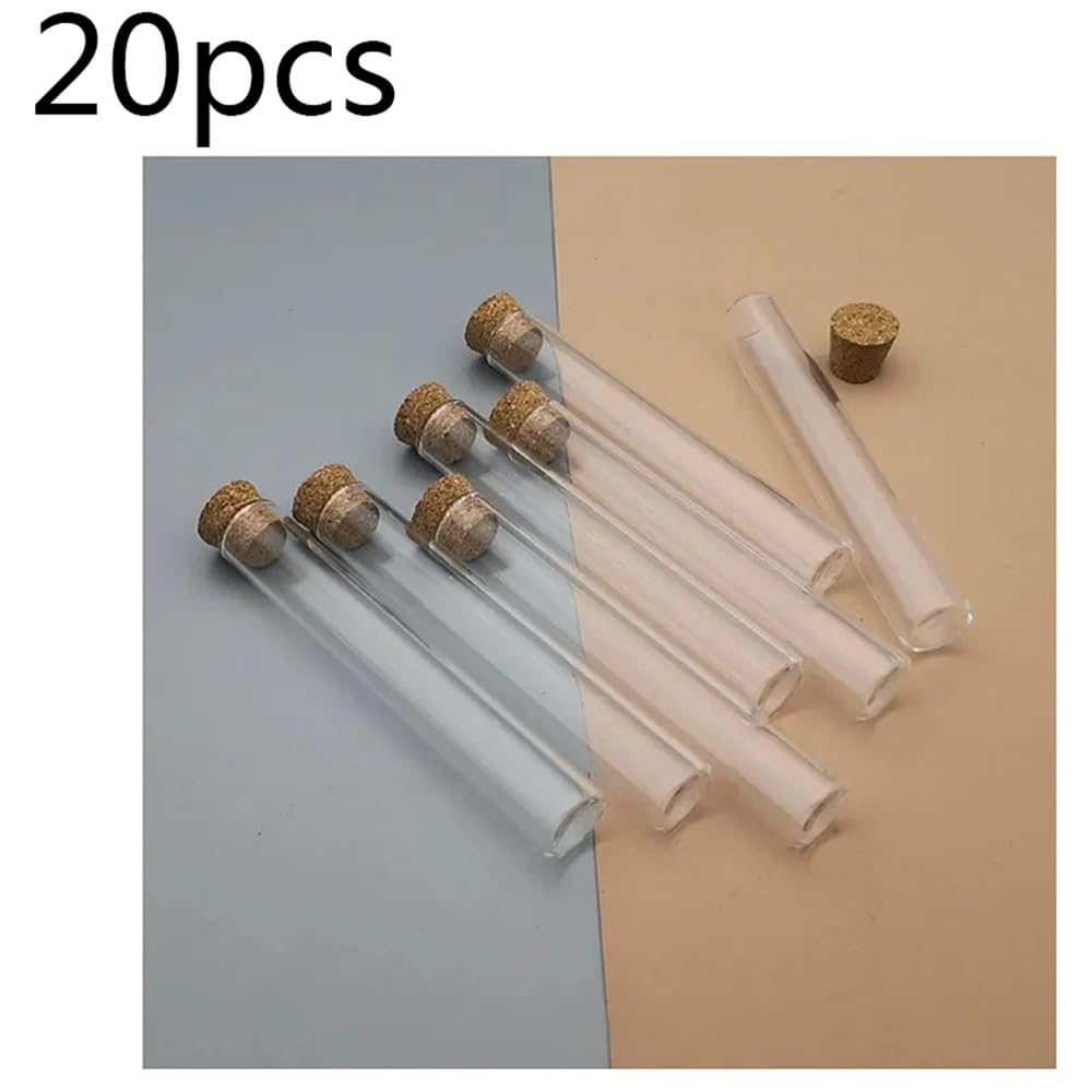Provette in vetro borosilicato, Provette in Vetro con Tappo in Sughero, Fondo Piatto, 12x75mm, 20/50/100 pz(20pcs)