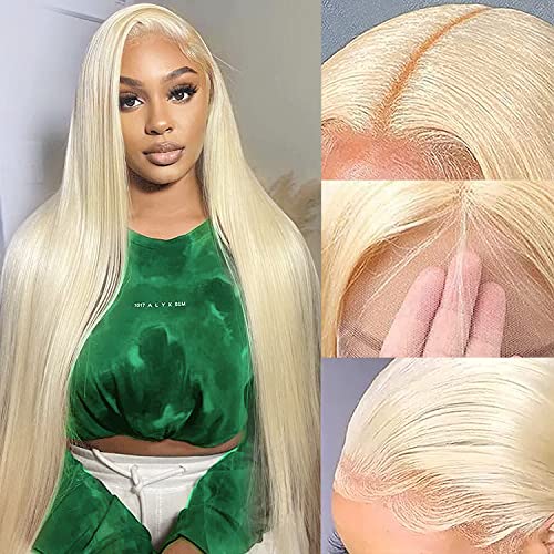 Barroko Blonde 613 13X4 Lace Front Wig Human Hair 180% Density Straight Hd Lace Frontal Wigs Human Hair Brazilian Pre Plucked Bleached Knots With Baby Hair (18 Inch) #TOP1