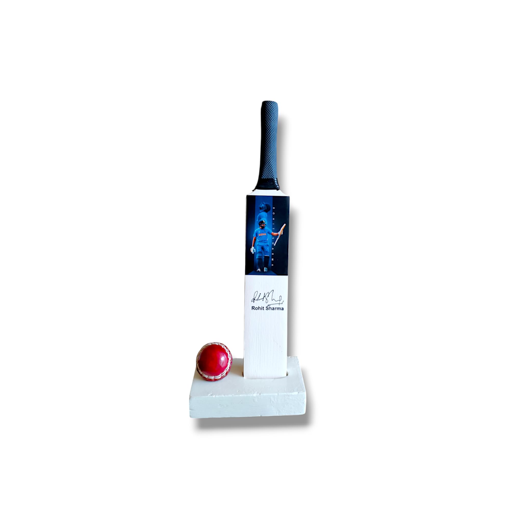 AEM™ Wood Rohit Sharma Showpiece Miniature Bat and Leather Ball for Office & Home Birthday Gift for Men & Boys (Not Original, They Can't Be Used for Playing Cricket)-image-28