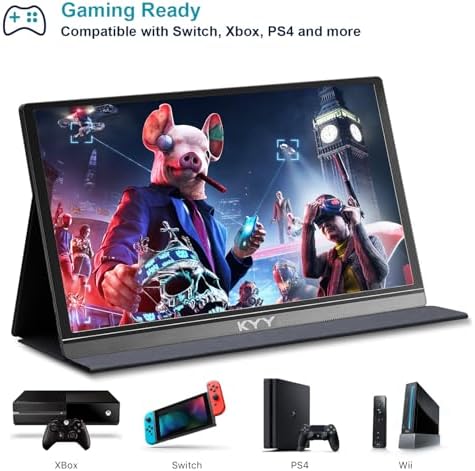 KYY Portable Monitor 15.6" 1080P Computer Monitor Screen Extender w/Cover - 2