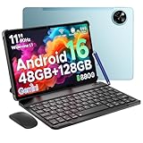 POPUX P11 Tablet Android 16, Tablet 11 Pollici con 48 GB RAM + 128 GB ROM/TF 2 TB, T7250 Tablet con Tastiera,Display 90Hz, 8800mAh, Gemini AI, Widevine L1, Face ID, WiFi5 Penna, tastiera,Blu