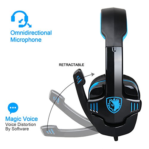 Sades Stereo 7.1 Surround Pro USB Gaming Headset with Mic Headband Headphone (Black)