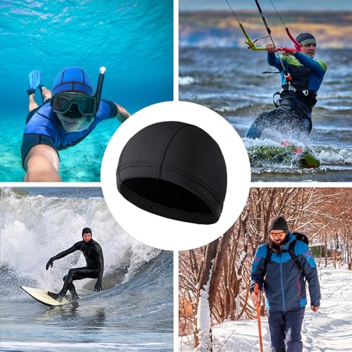 Image of DEHAI Neoprene Diving Hood Wetsuit Swimming Caps for Womens Mens Youth, 2mm 3mm Thermal Water Beanie Hat Keep Long Hair Dry for Curly Locs Braids