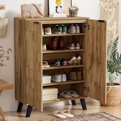 VIVCA Aparador moderno zapatero 80,5 x 35 x 109,5 cm con 5 compartimentos – dimensiones, estantes ajustables