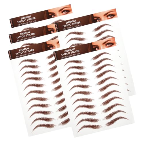 minkissy 5 Hojas Ceja Pegatinas Ceja Falsa Pegatinas Cepillado Perfilado De Cejas Pegatina Para Cejas Ceja De Simulación Cejas Pegatinas Marrones Gel Y Kit De Plantilla Ceja Autentica Brown