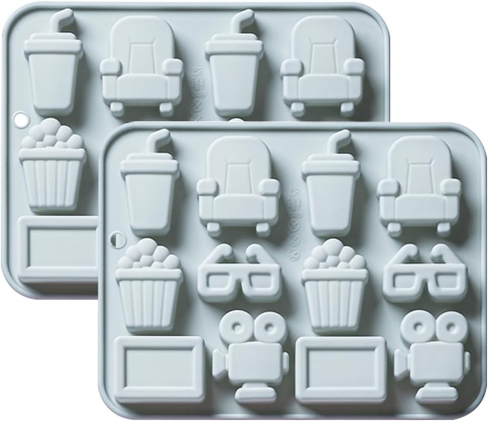12 Cavities Bee Theme Candy & Chocolate Silicone Molds, Including Bees, Flowers, Beehives, Bee Bottlesnda, Non Stick Baking Mold for Making Birthday Cake, Jelly, Snacks, Cupcake Toppers, 2 Count, Blue