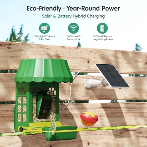 Image of Avinory Smart Metal Bird Feeder with Camera 2.5K HD, Solar Powered AI Bird Identifier 10000+ Species, Wireless,Live Stream&Color Night Vision,Squirrel Proof for Outdoor Birds Watching Gift, 32GB Card