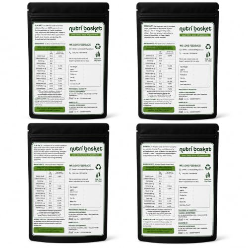 Image of Nutribasket's Combo Pack of Chia Flax Pumpkin Sunflower Seeds || Best Daily Super Seeds Mix | Perfect for Gifting| (200Gm Zipper Each, Combo 4 Seeds)