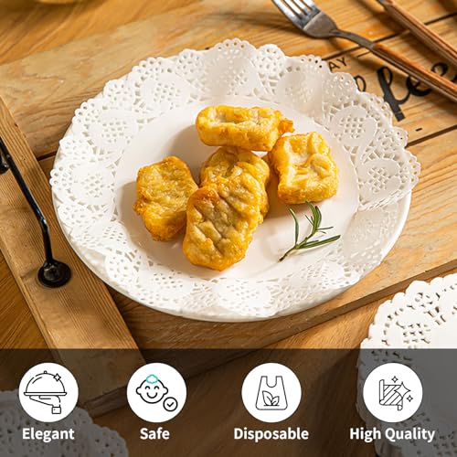 Mozeat Lens 150 Stück Tortenspitze Rund, 11.4cm（4.5 Zoll） Tortenpapier Weißes Spitzenpapier Kuchen Tortendeckchen Aus Papier Tortenunterlage für Hochzeit, Geburtstag, Kuchen, Desserts, Pizza