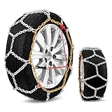 【RAKU】タイヤチェーン 日本語取説付き 取付ビデオあり 金属亀甲チェーン ジャッキアップ不要 女性でも只40秒簡単装着 装着ビデオあり 高性能金属製 リング式12mm コンパクト収納 車 緊急 滑り止めチェーン 雪道 凍結 砂道 泥道 冬の必需品 緊急脱出用 (RAKU-70)