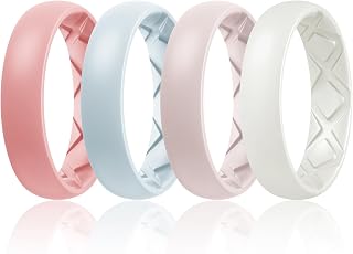 Egnaro Women's Silicone Engagement Rings, 5.5mm Wide 2mm Thick