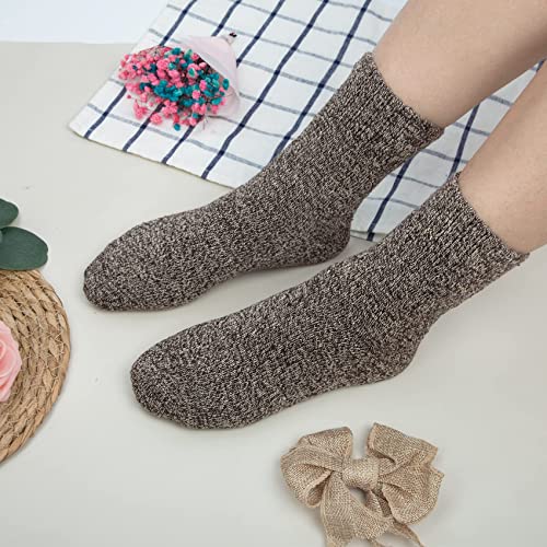 Loritta 5 Pairs Womens Wool Socks Thick Knit Vintage Winter Warm Cozy Crew Socks Gifts,Multicolor 021A #TOP4