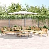 Fangmaliuyun 6-teiliges Gartensofa Set aus Akazienholz Paletten 100x60x30 cm Tisch 120x80 cm Sitzfläche modulare Outdoor Couch platzsparend für kleine Balkone Terrasse und Garten